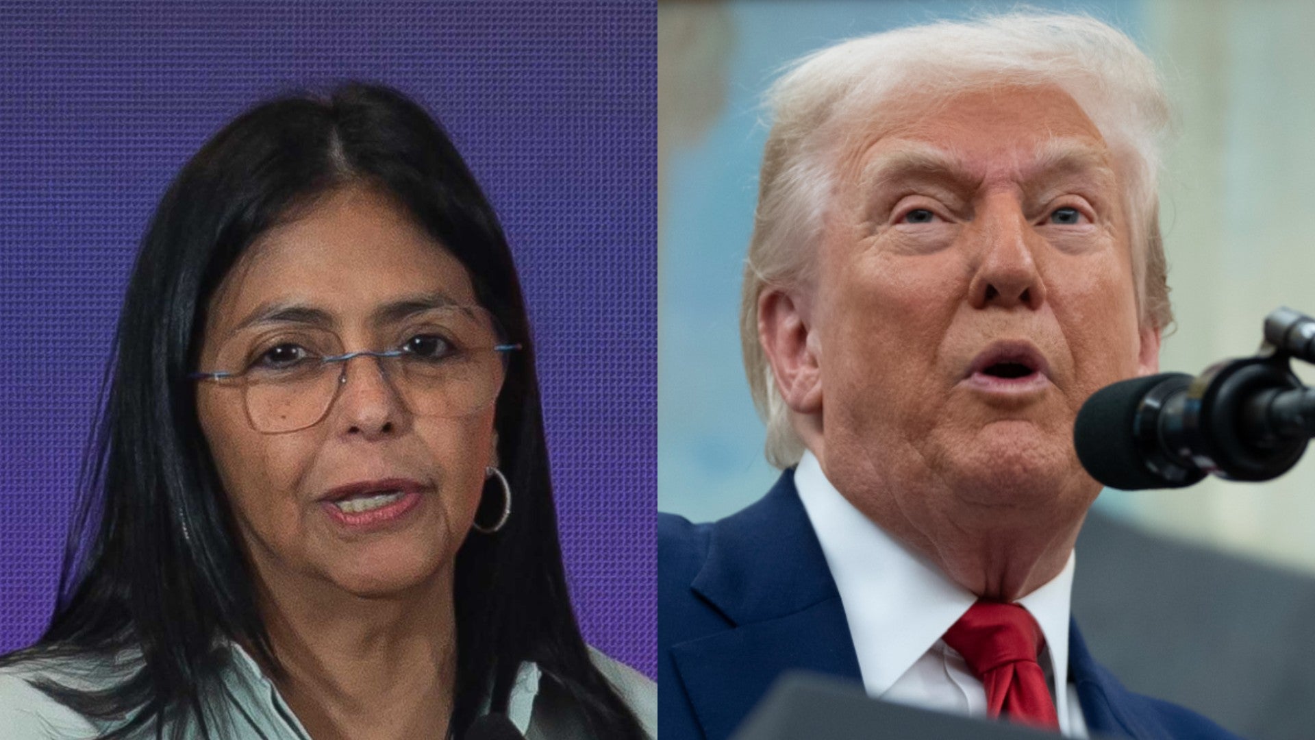 Delcy Rodríguez, colaboradora del régimen de Maduro / Donald Trump, presidente de Estados Unidos - Fotos: EFE