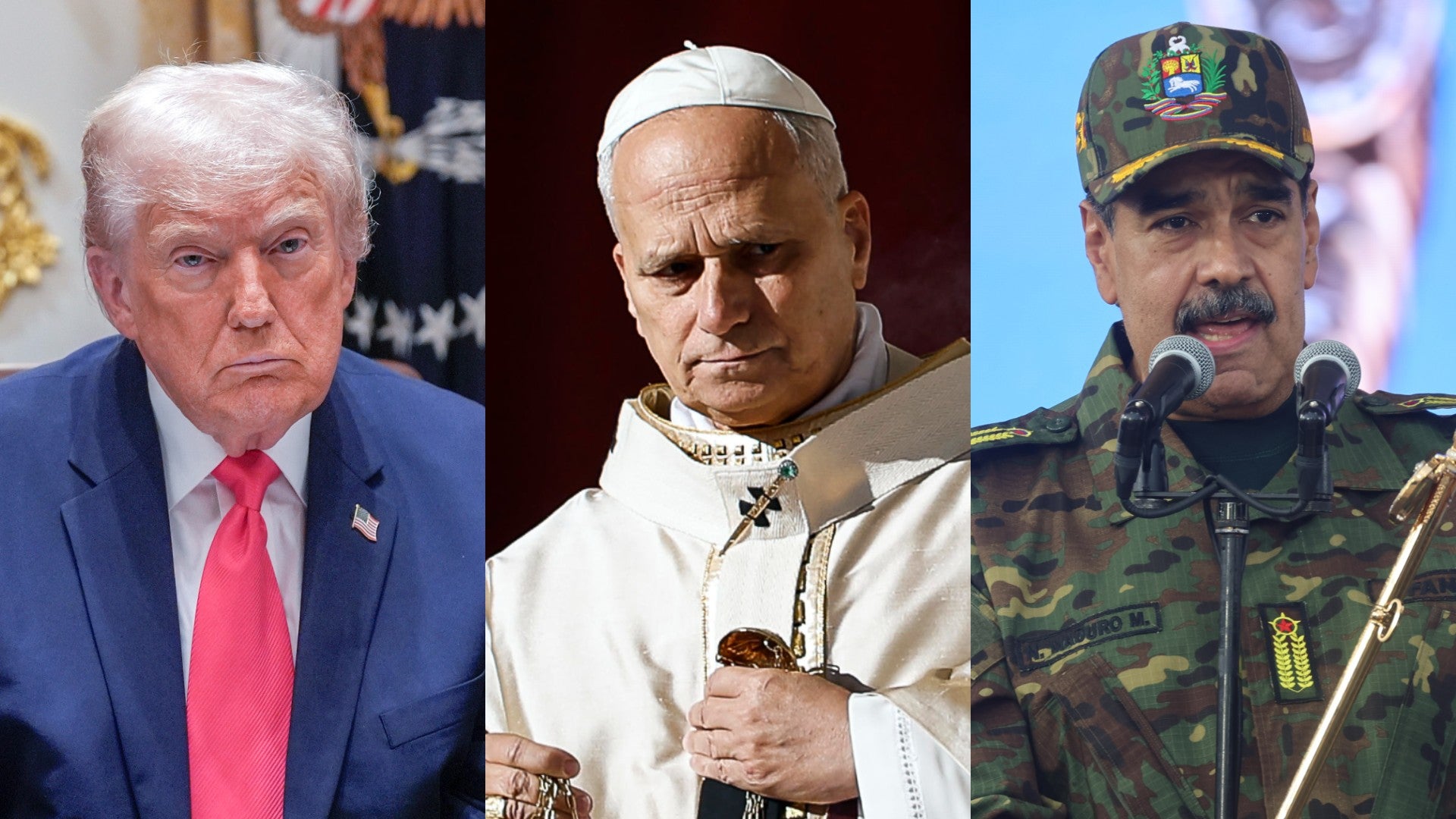 Donald Trump, papa León XIV y Nicolás Maduro | Foto: EFE