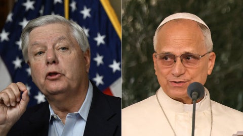 Lindsey Graham/ Papa León XIV - Fotos AFP