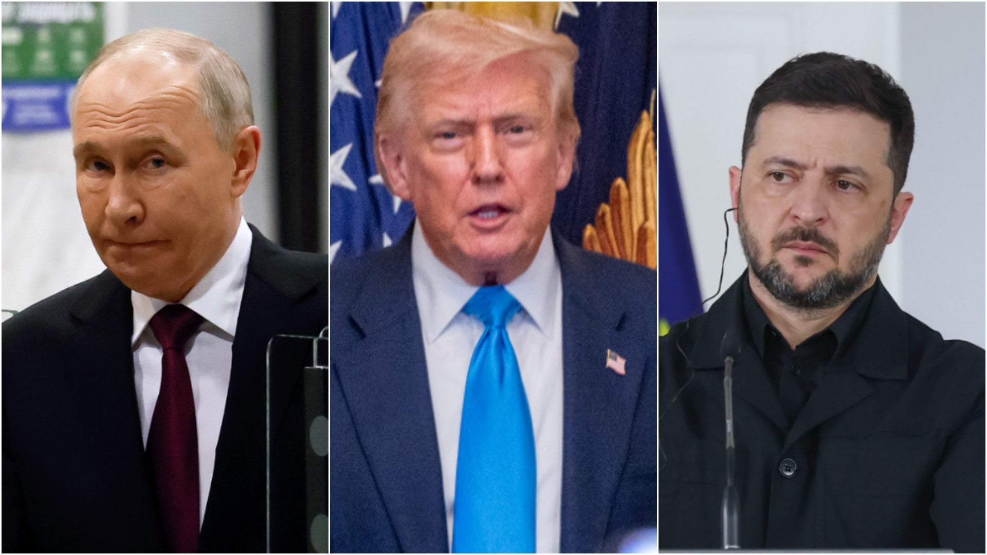 Vladímir Putin, presidente de Rusia / Donald Trump, presidente de EE.UU. / Volodímir Zelenski, presidente de Ucrania - Fotos: EFE