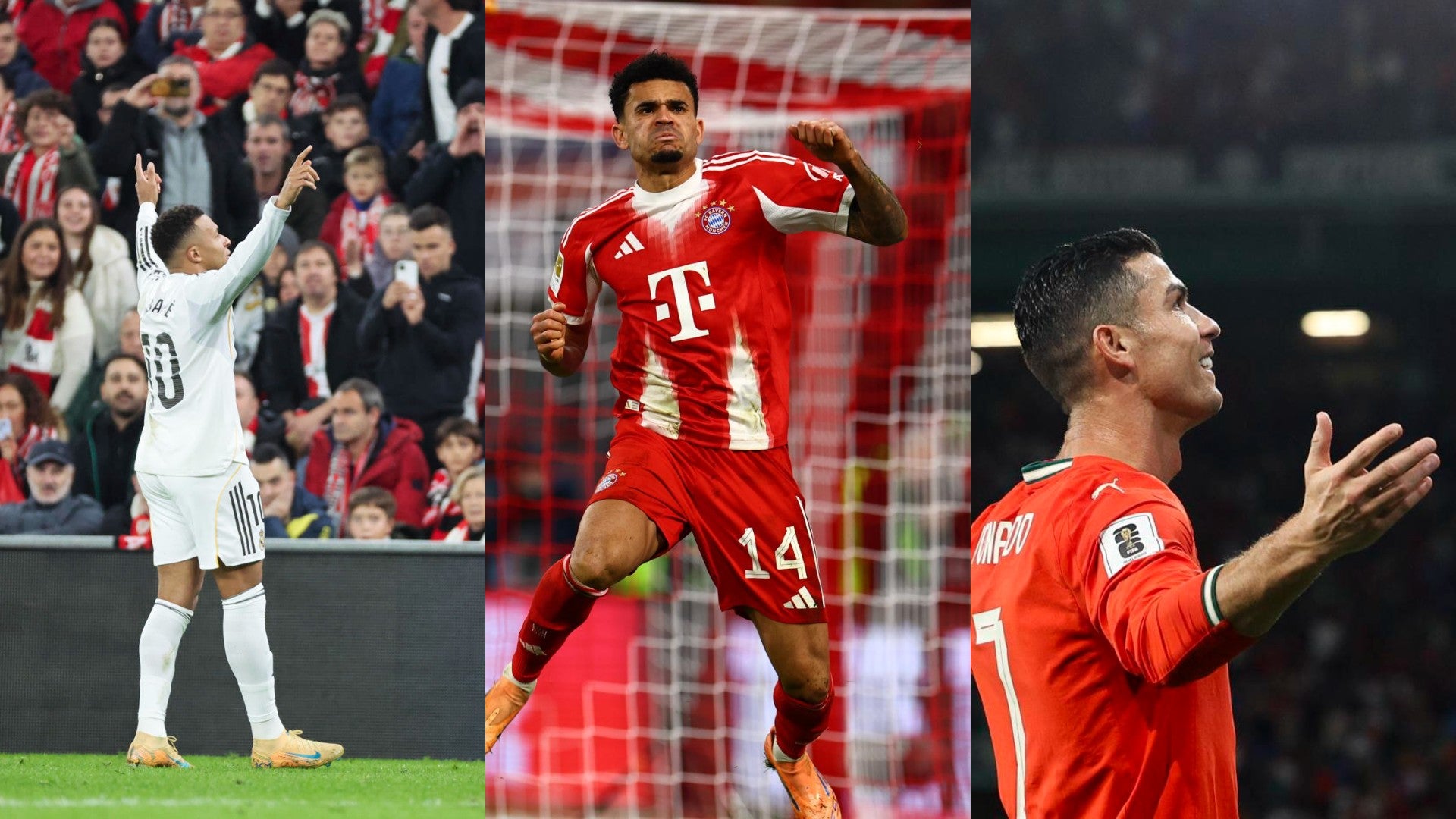 Mbappé, Luis Díaz y Cristiano Ronaldo. (EFE)