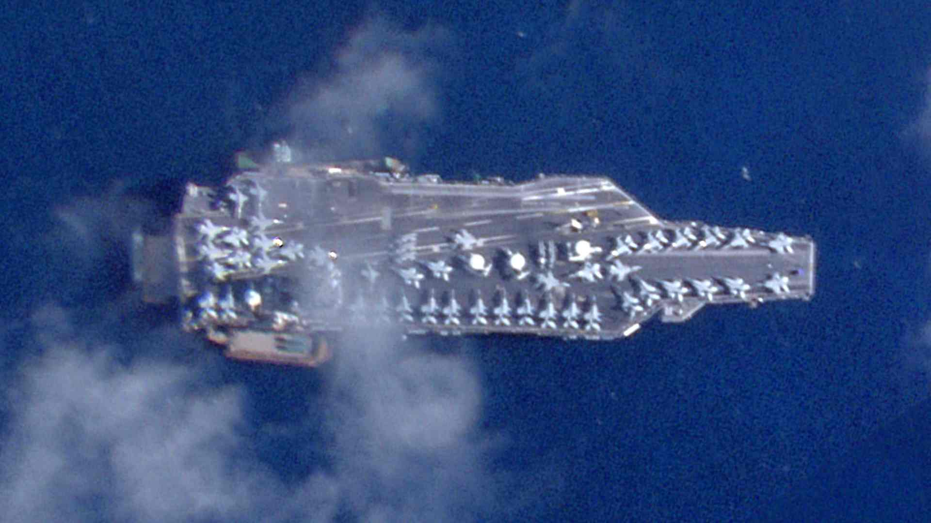 Fotografía del USS Gerald Ford desplegado en el Caribe - Imágenes satelitales Planet Labs PBC proporcionadas por AFP