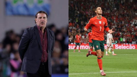 Néstor Lorenzo, técnico de Colombia, y Cristiano Ronaldo / FOTO: EFE