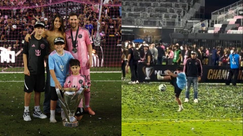Lionel Messi y su familia (AFP)