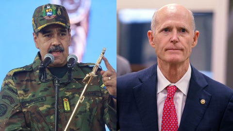 Nicolás Maduro y Rick Scott (AFP)