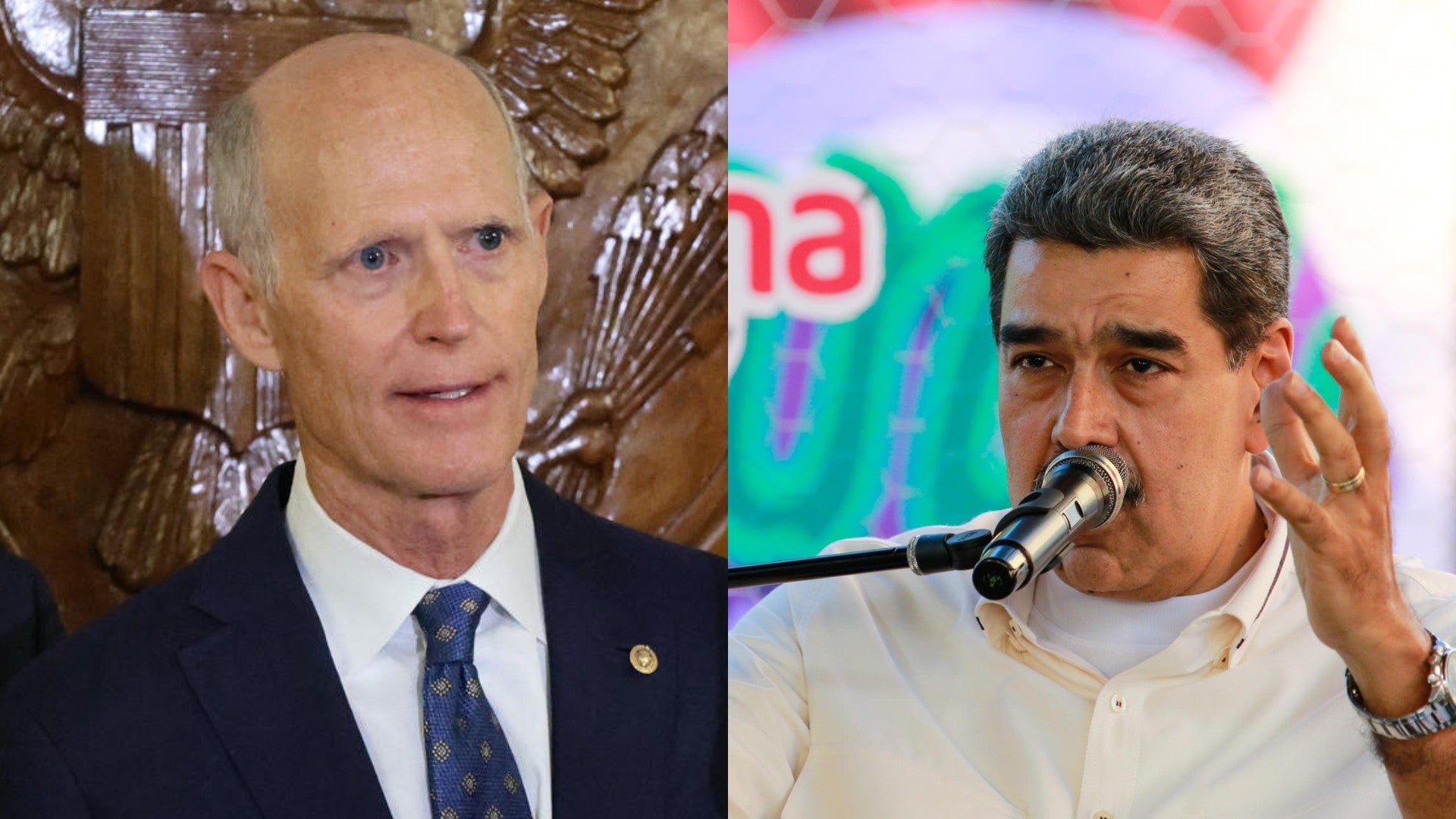 Rick Scott y Nicolás Maduro / FOTO: EFE