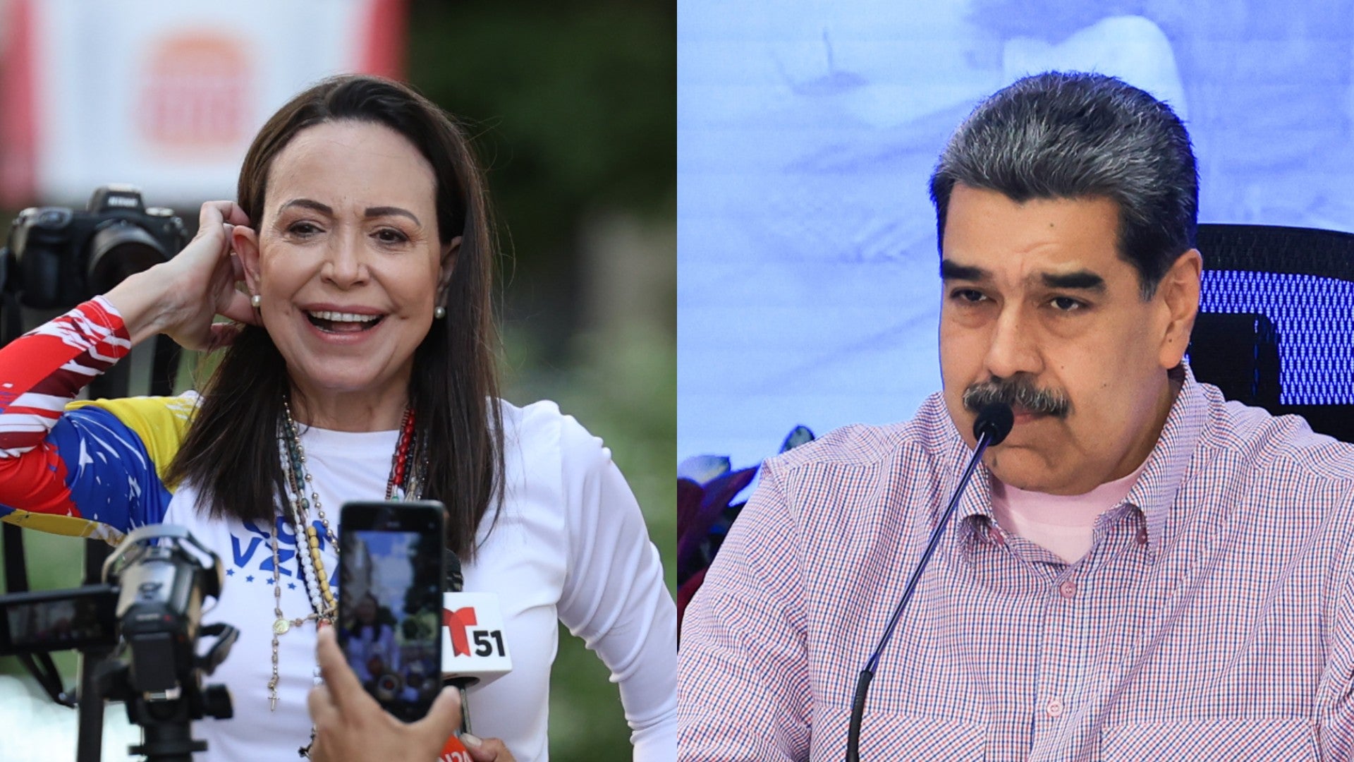 María Corina Machado y Nicolás Maduro | Foto: EFE