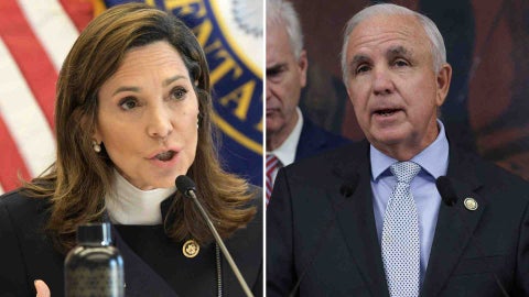 Los congresistas estadounidenses del Partido Republicano María Elvira Salazar y Carlos A. Giménez - EFE y AFP