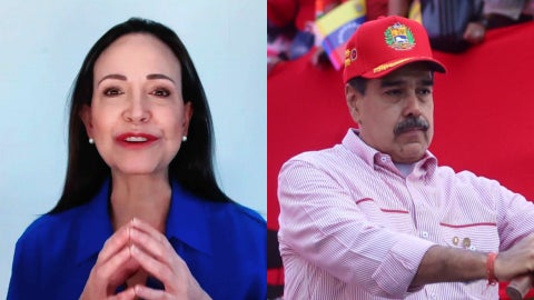 María Corina Machado, Premio Nobel de la Paz / Nicolás Maduro, jefe del régimen venezolano - Fotos: EFE