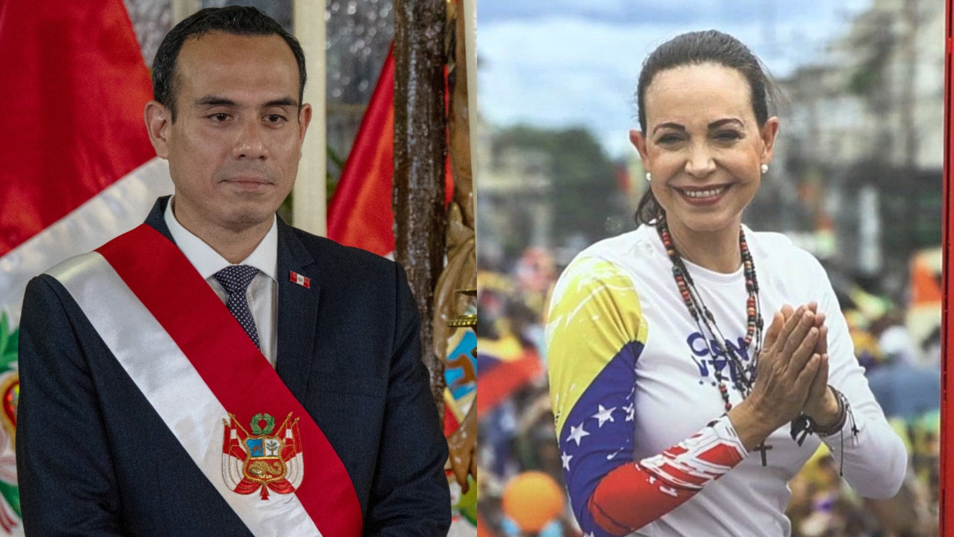 José Jerí, presidente del Perú, María Corina Machado, Premio Nobel de la Paz - Fotos: EFE