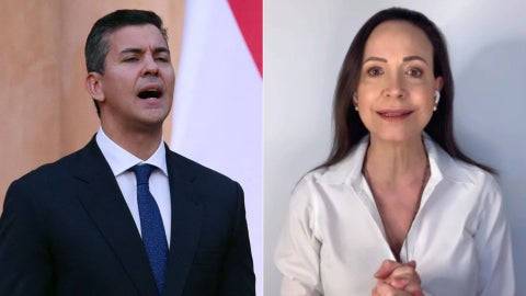 Santiago Peña/ María Corina Machado - Fotos AFP