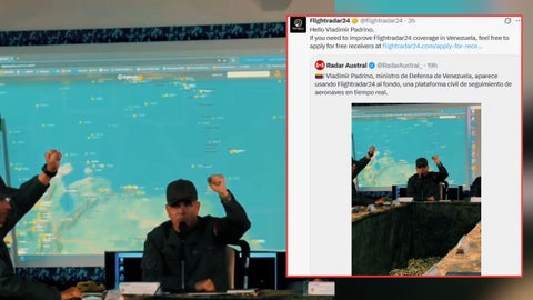 Flightradar24 comparte foto de Vladimir Padrino con la plataforma de fondo