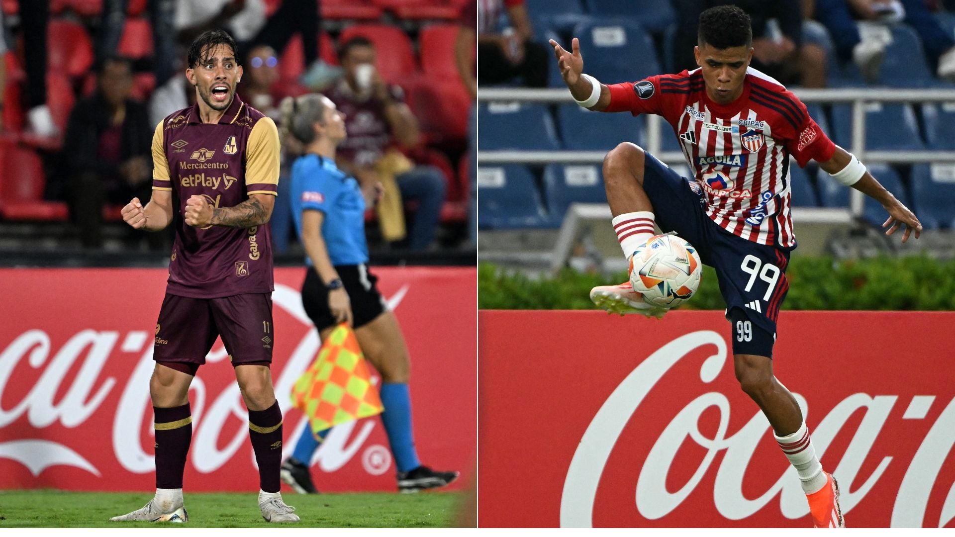 Gonzalo Lencina (Tolima) y José Enamorado (Junior) - Fotos: AFP