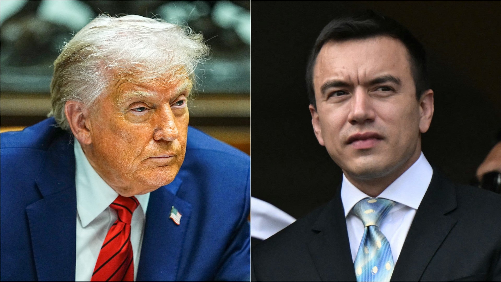 Donald Trump, presidente de EE.UU. / Daniel Noboa, presidente de Ecuador - Fotos: EFE / AFP