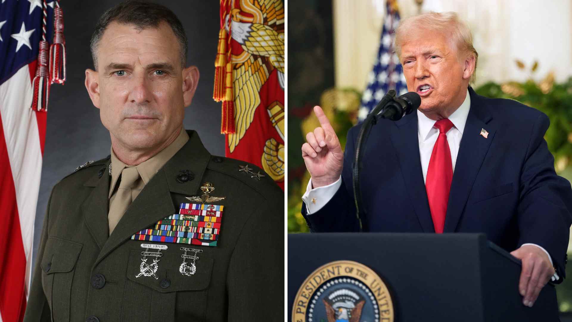 Francis L. Donovan y Donald Trump - Foto por AFP y las Fuerzas Armadas de Estados Unidos