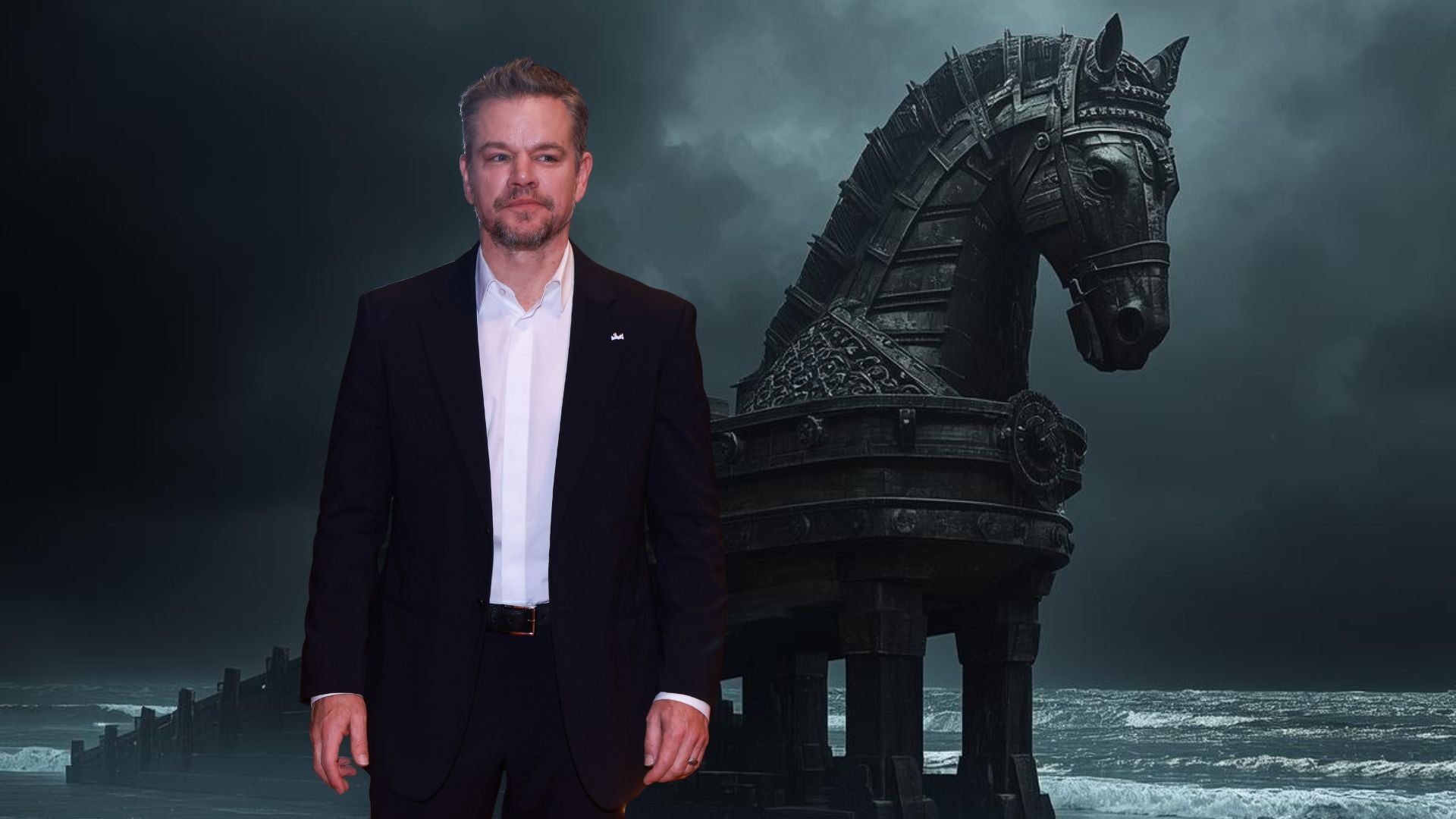 Imagen del ‘Caballo de Troya’ y Matt Damon-Foto: Canva IA / EFE