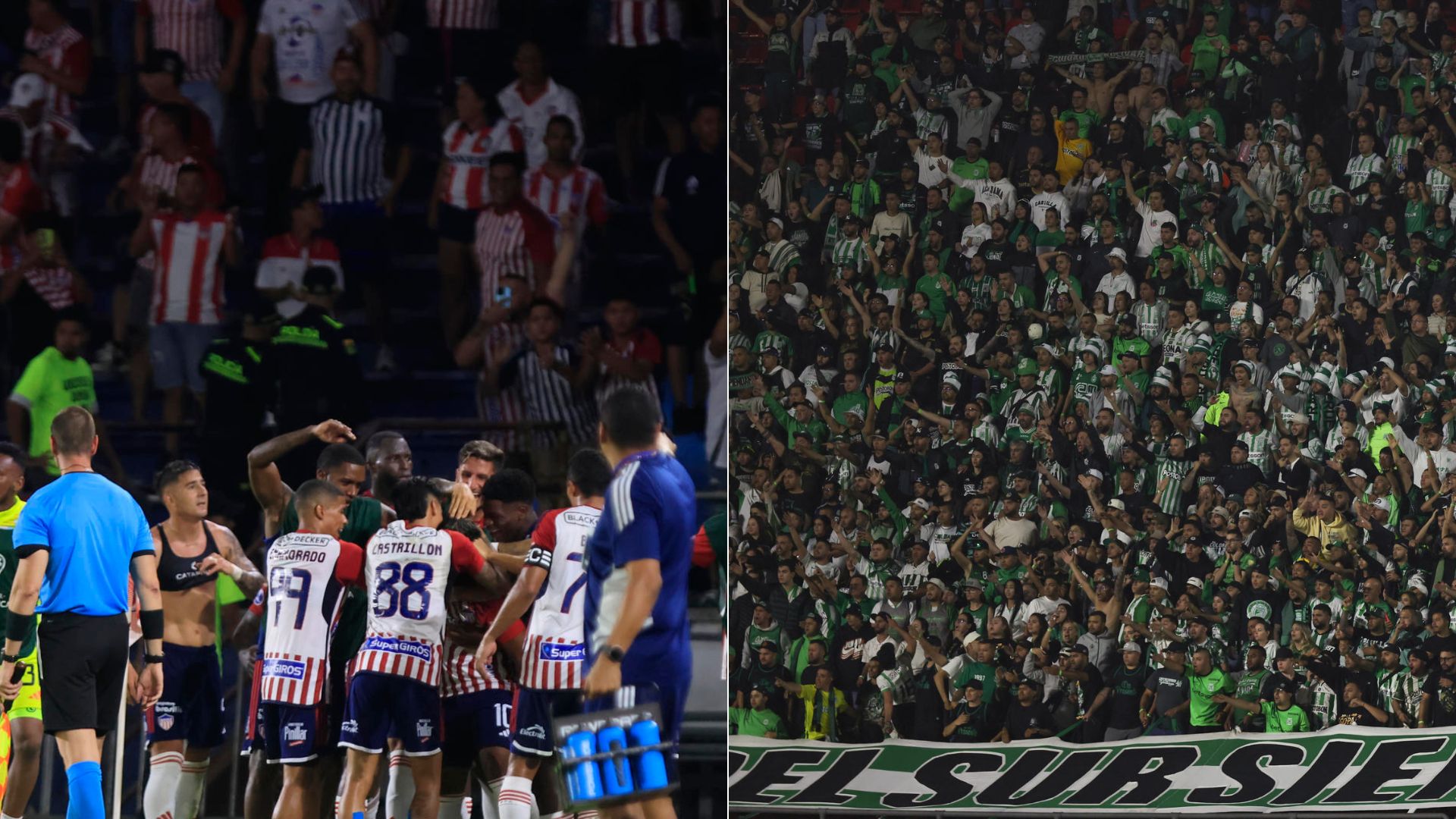 Hinchas del Junior y Atlético Nacional - Fotos: EFE