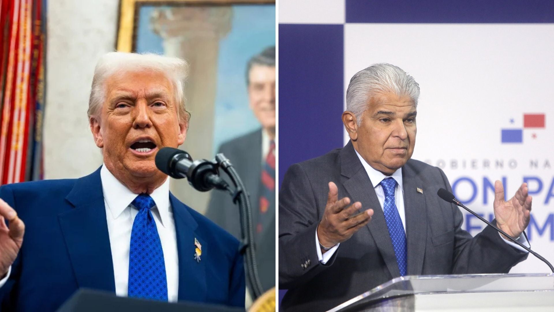 A la izquierda, el presidente de Estados Unidos Donald Trump, y a la derecha el presidente de Panamá, José Raúl Mulino-Foto: ARCHIVO