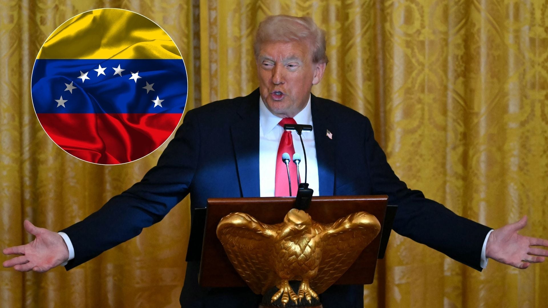 Donald Trump - Foto EFE/ Bandera de Venezuela - Foto de referencia Canva