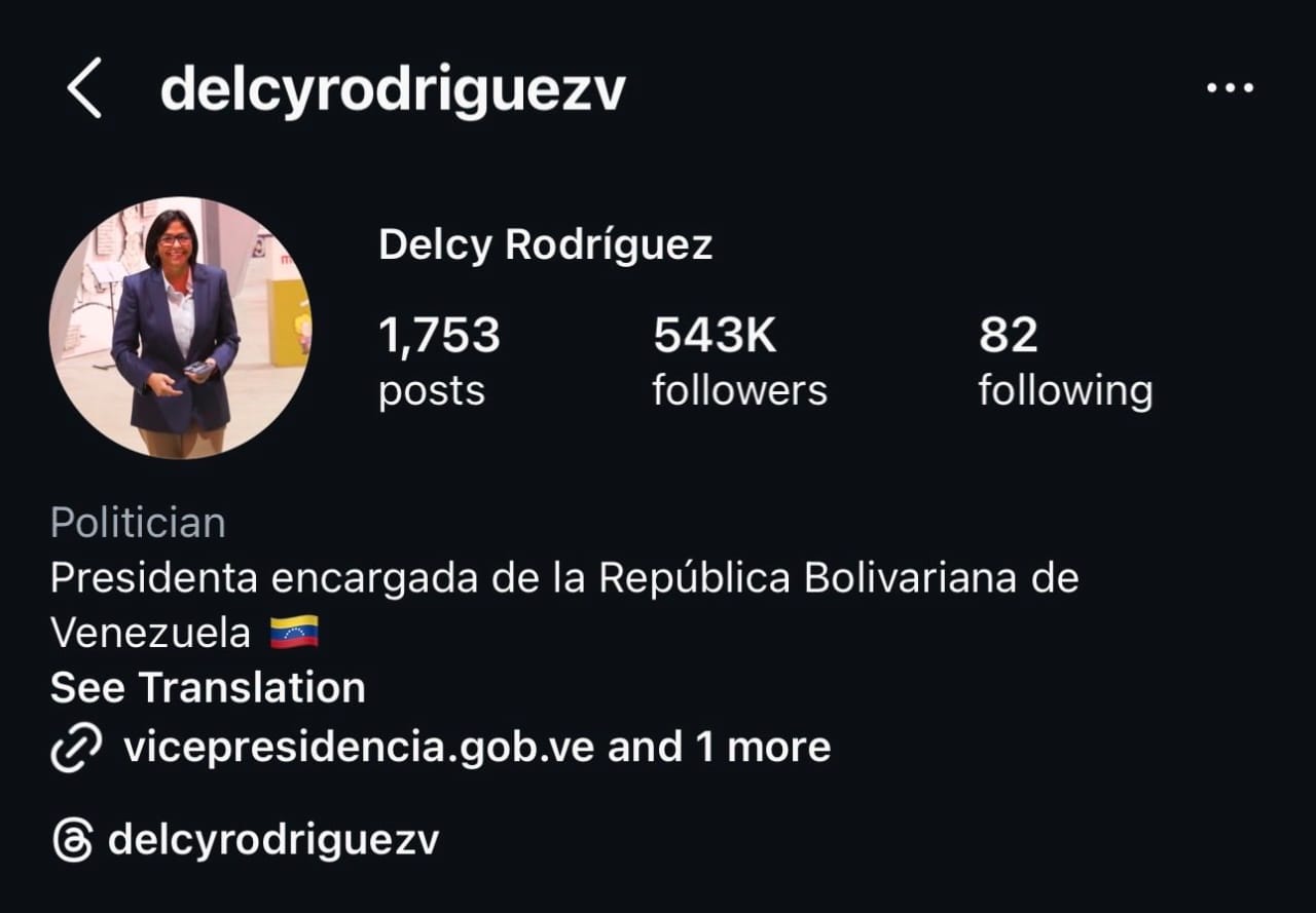 Perfil en redes de Delcy