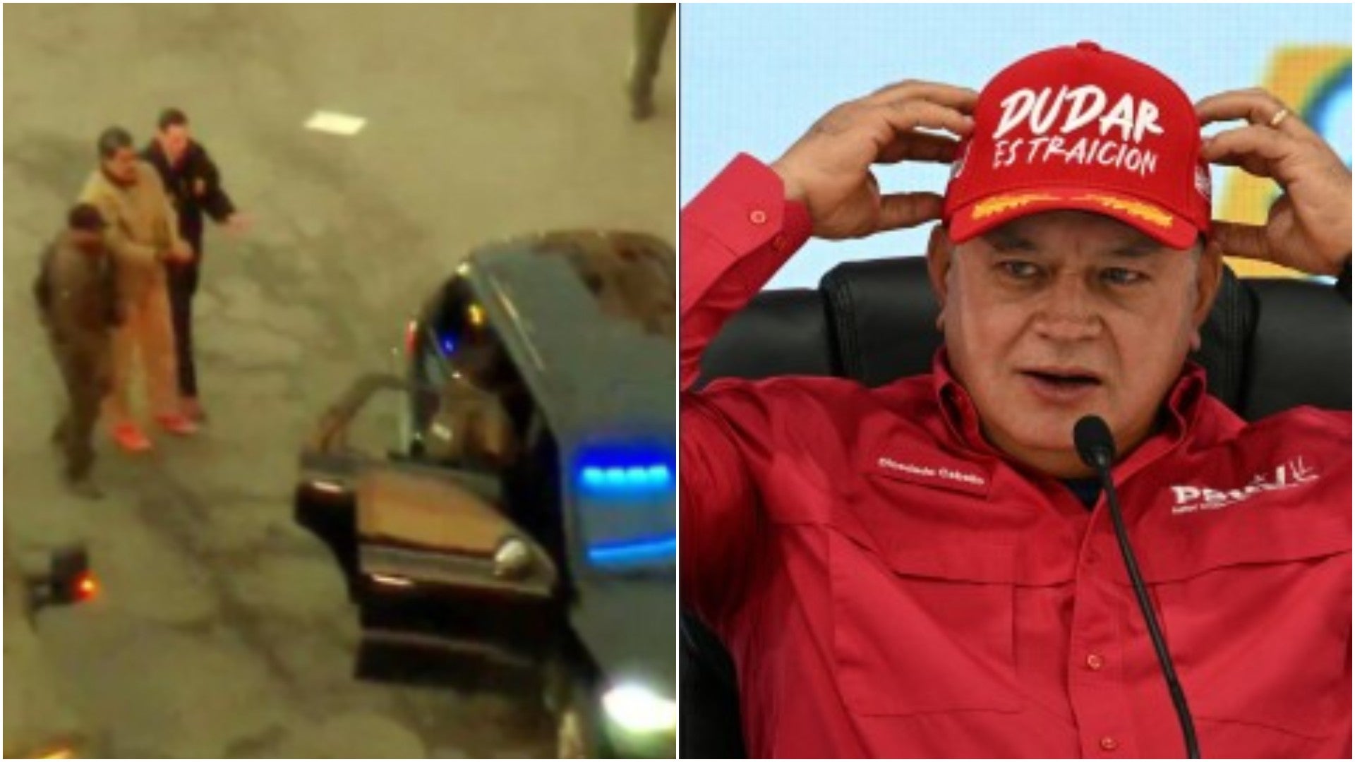 Nicolás Maduro, jefe del régimen venezolano, es trasladado hasta su comparecencia en NY / Diosdado Cabello, prófugo de la justicia de los EE. UU. - Fotos: X / AFP