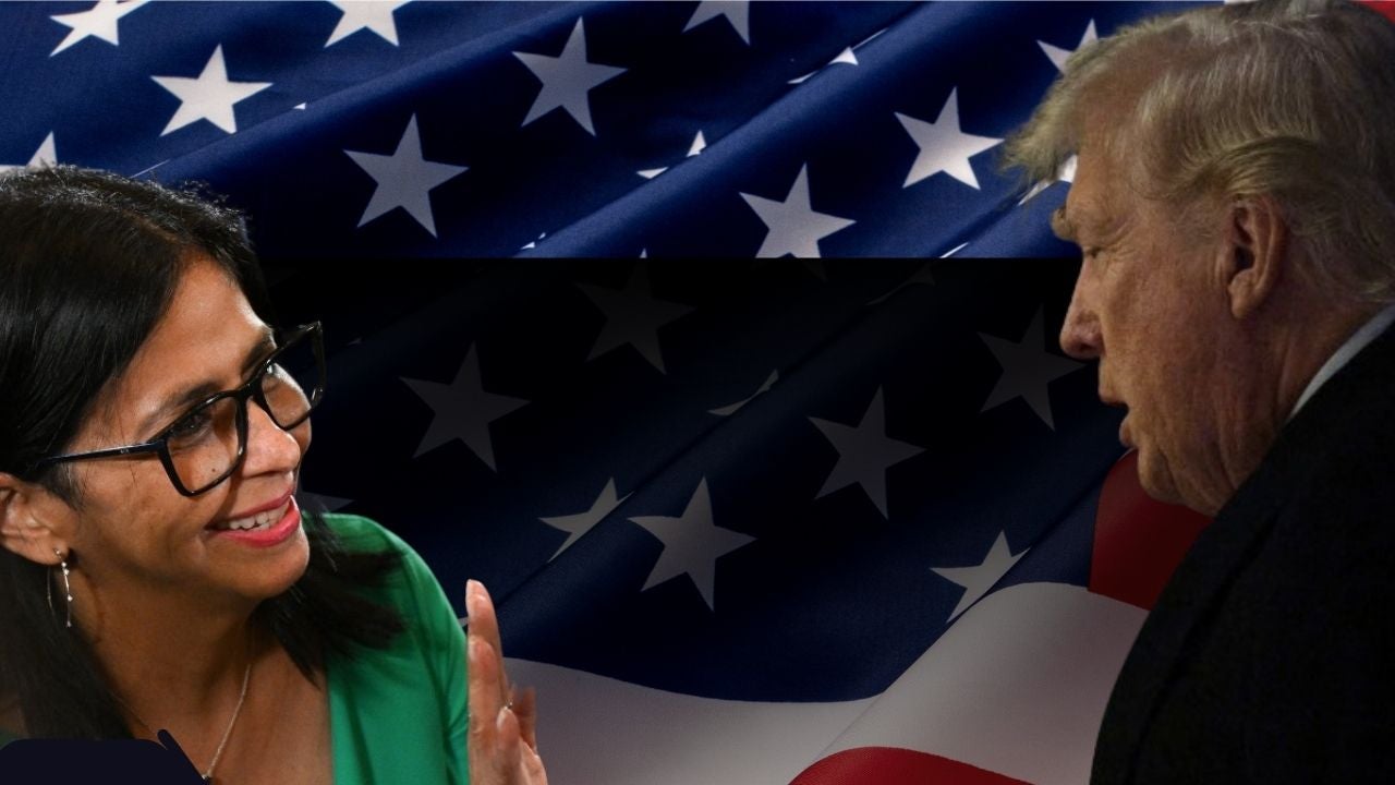 Delcy Rodríguez y Donald Trump (AFP)