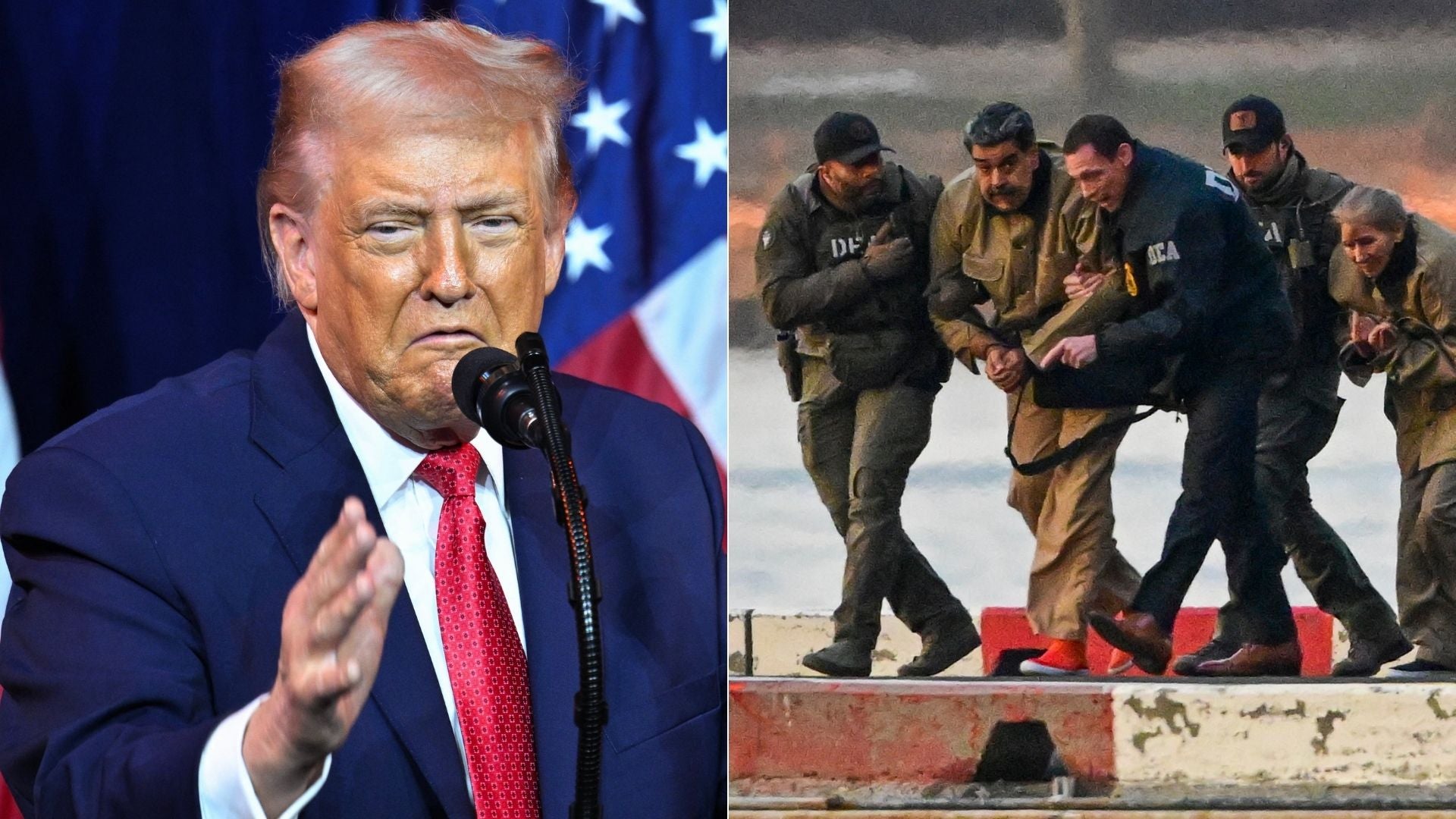 Donald Trump, presidente de Estados Unidos; Nicolás Maduro, preso en Estados Unidos - Fotos AFP/EFE