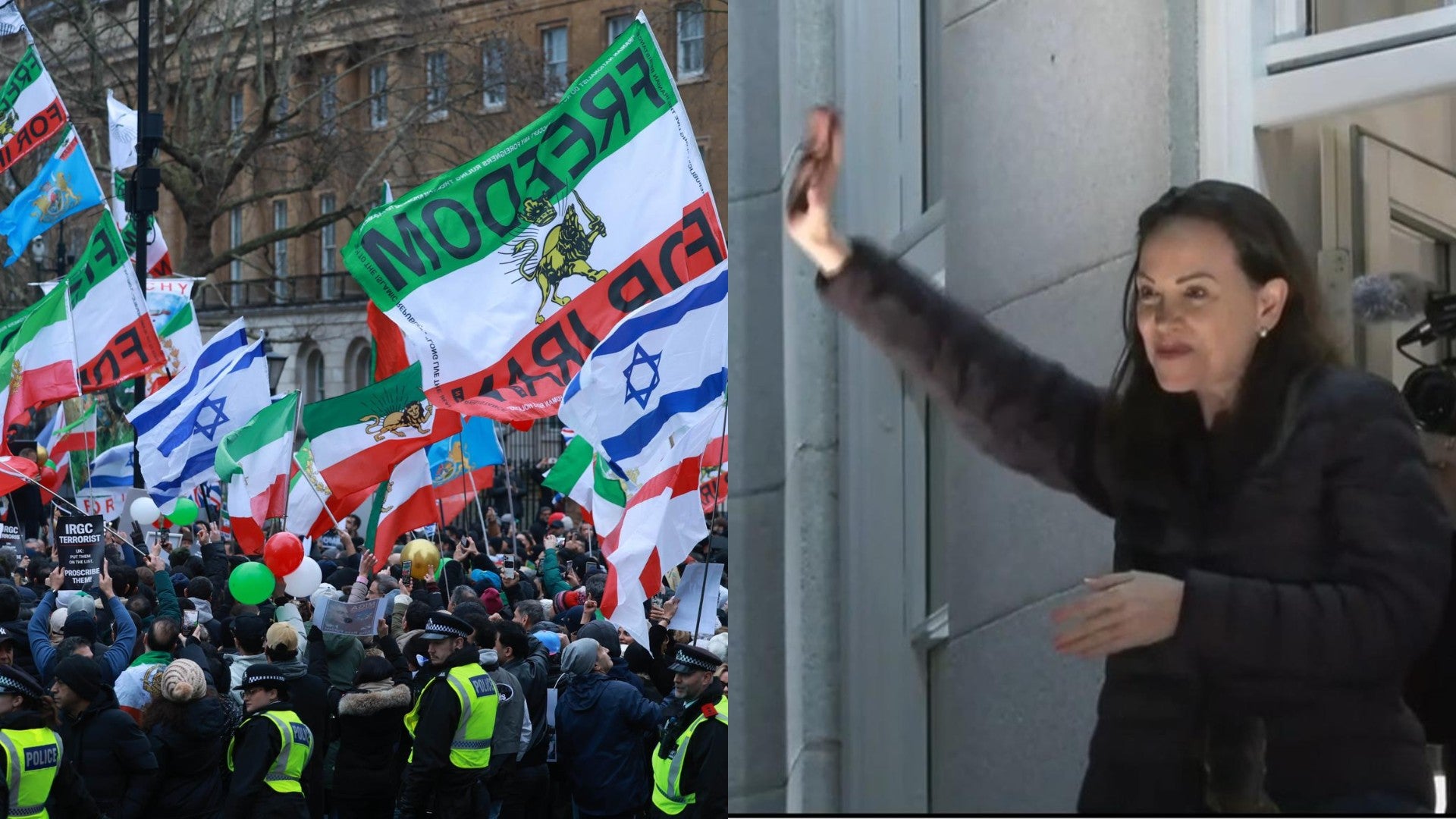 Protestas en Londres por Irán y María Corina Machado. (EFE)
