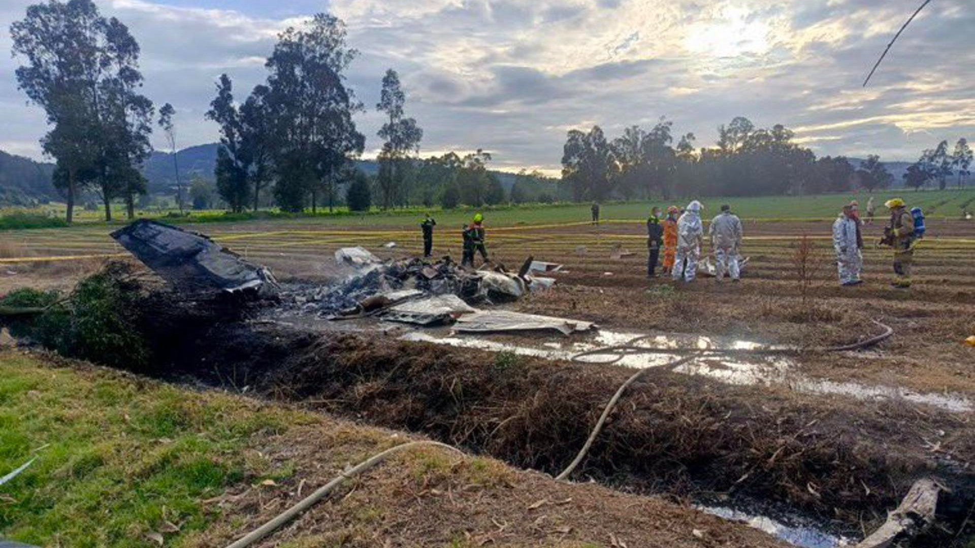 Así quedó la avioneta en la que murió Yeison Jiménez / FOTO: EFE