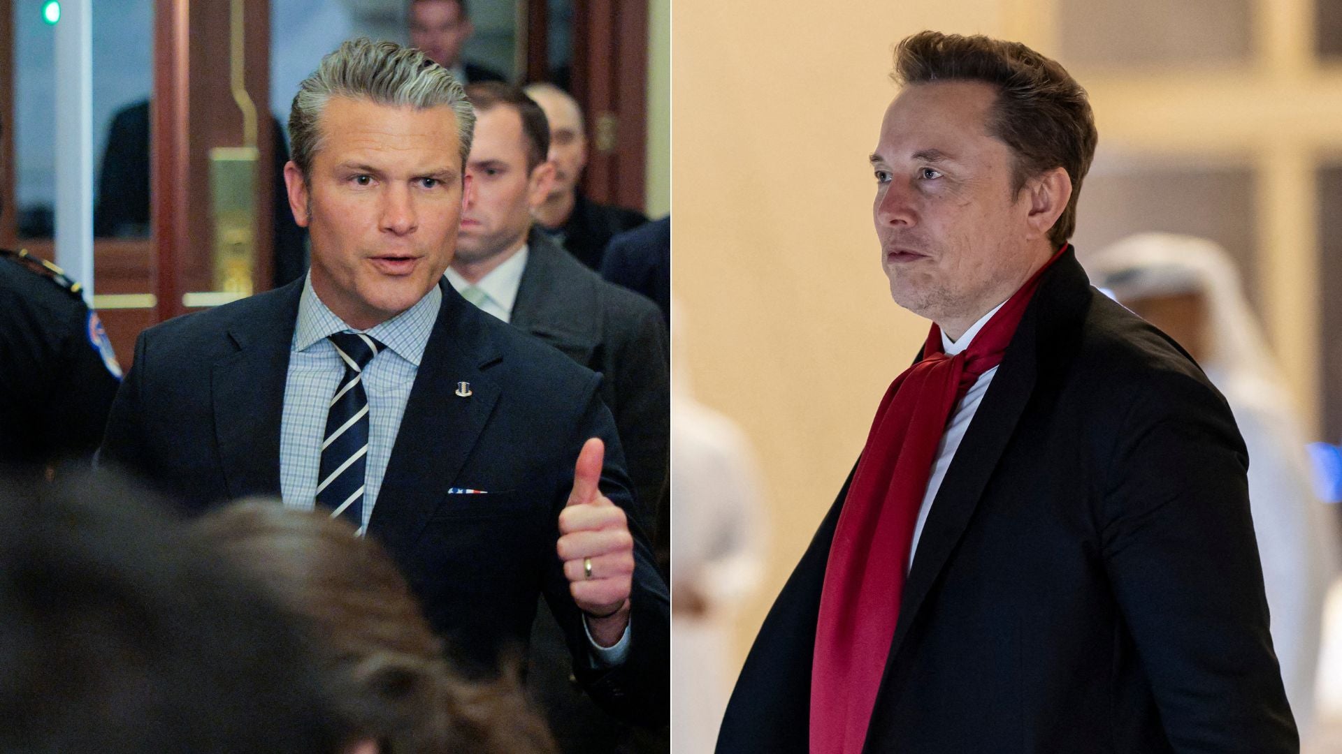 Pete Hegseth/ Elon Musk - Fotos AFP