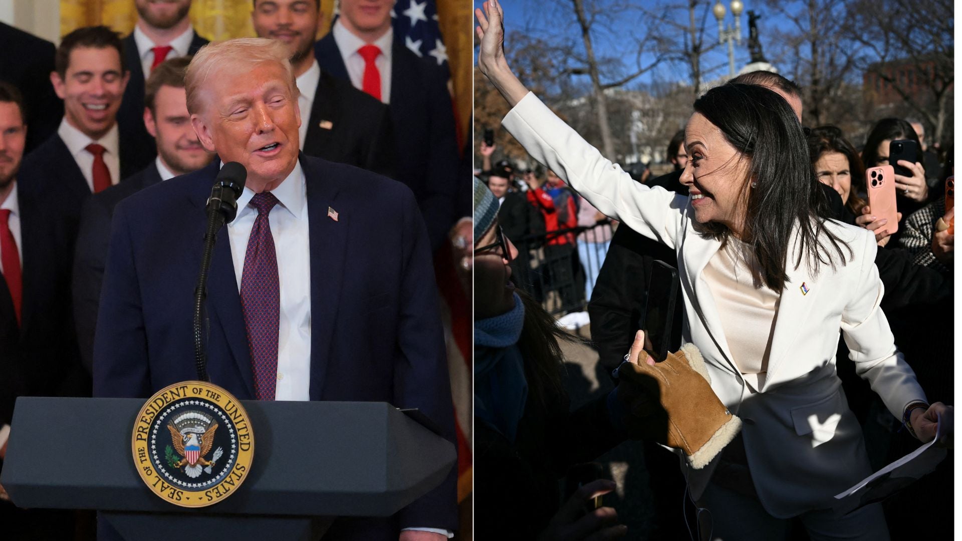 Donald Trump/ María Corina Machado- AFP