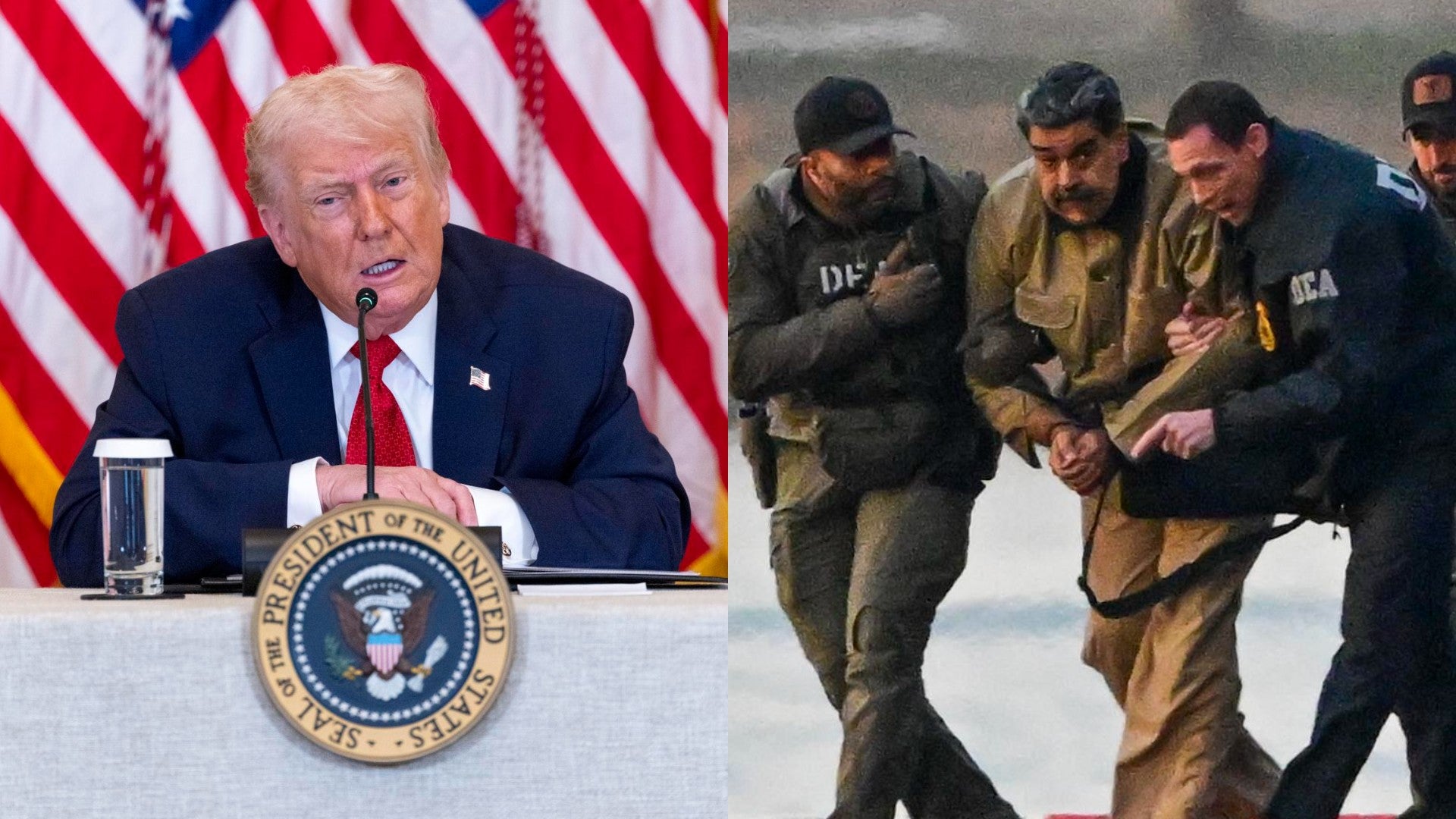 Donald Trump, presidente de Estados Unidos, y Nicolás Maduro capturado - Fotos: EFE