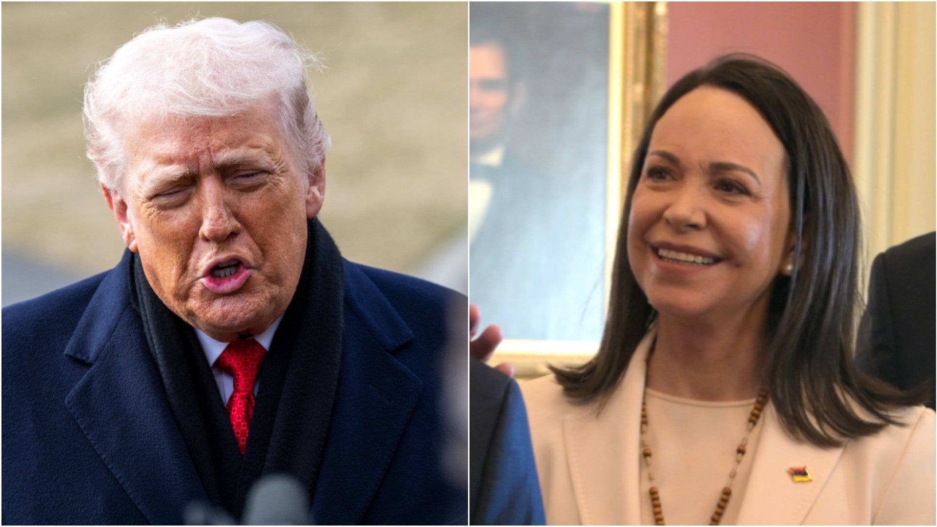 Donald Trump, presidente de EE. UU. / María Corina Machado, líder de la democracia en Venezuela - Fotos: EFE
