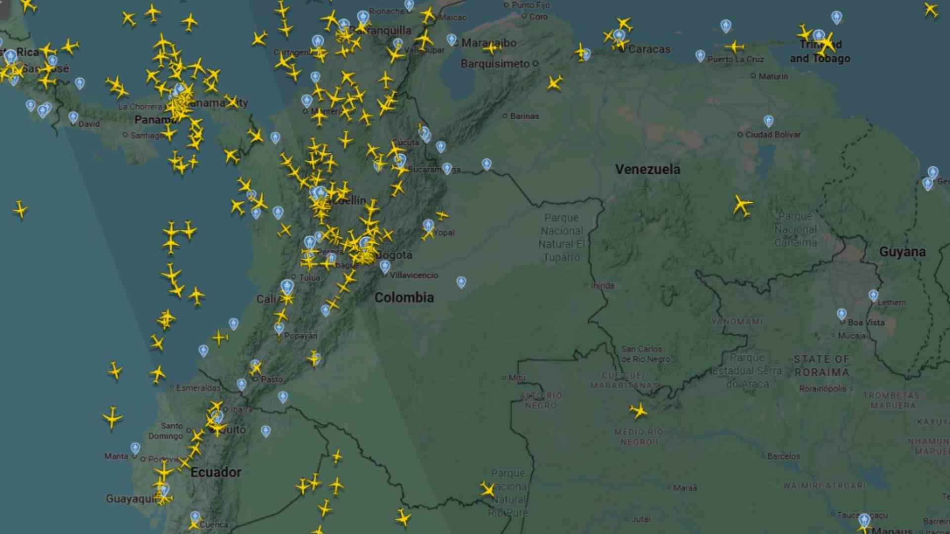 Espacio aéreo de Colombia - Foto Flightradar24