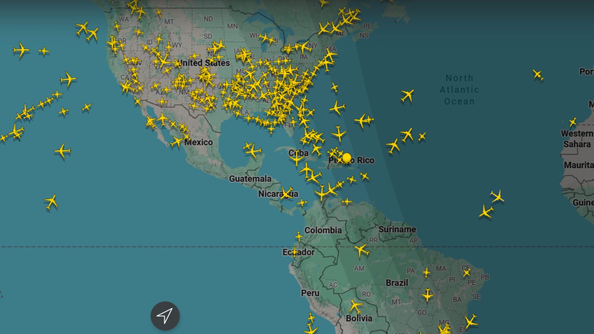 Espacio aéreo en América-Foto: Flightradar24