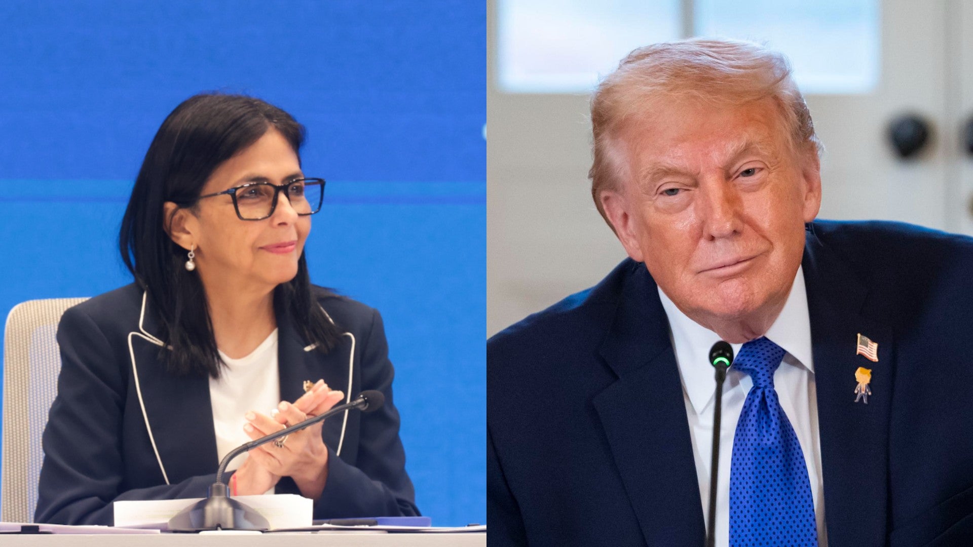 Delcy Rodríguez y Donald Trump, presidente de EE. UU. - Fotos: EFE