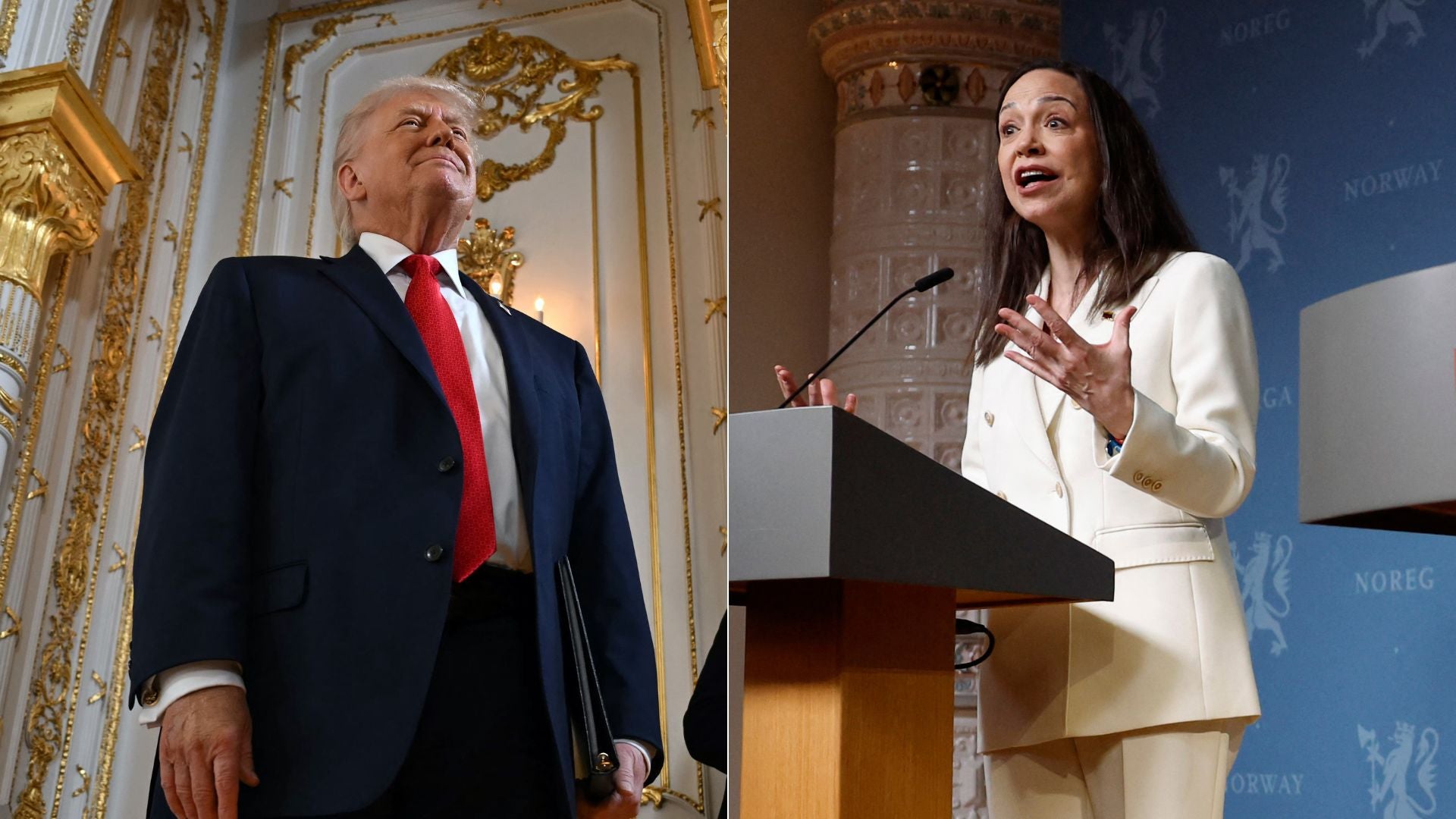 Donald Trump/ María Corina Machado - Fotos AFP
