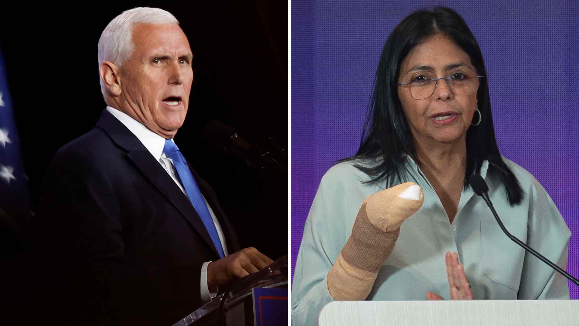 Mike Pence y Delcy Rodríguez - Fotos EFE