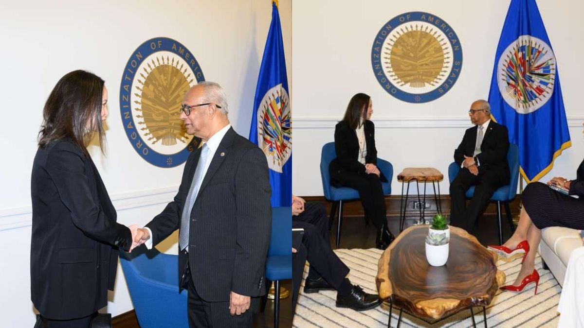 María Corina Machado y Albert Ramdin