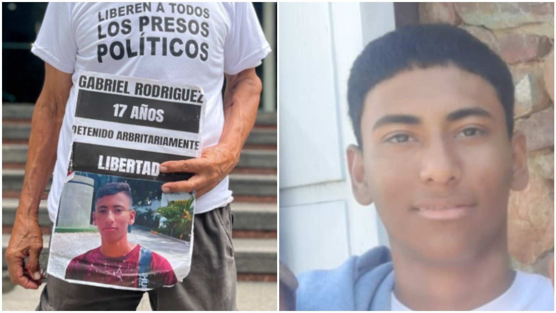 Gabriel Rodríguez, adolescente, exprisionero político del régimen venezolano - Fotos: X