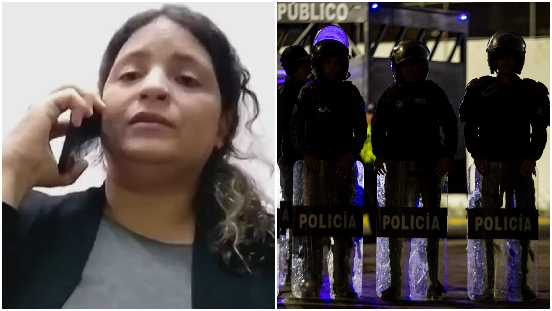 Ambar Castillo, madre de dos prisioneras políticas en Venezuela / Agentes del régimen venezolano - Fotos: NTN24 / EFE
