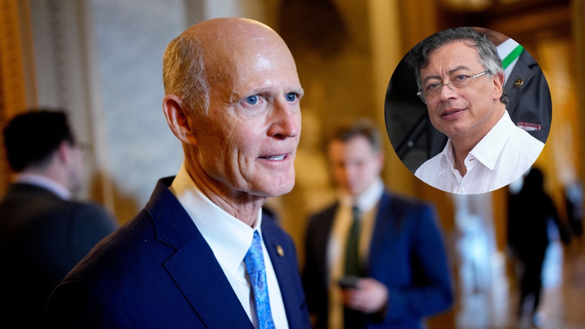 Rick Scott senador estadounidense y Gustavo Petro, presidente de Colombia - Fotos: AFP