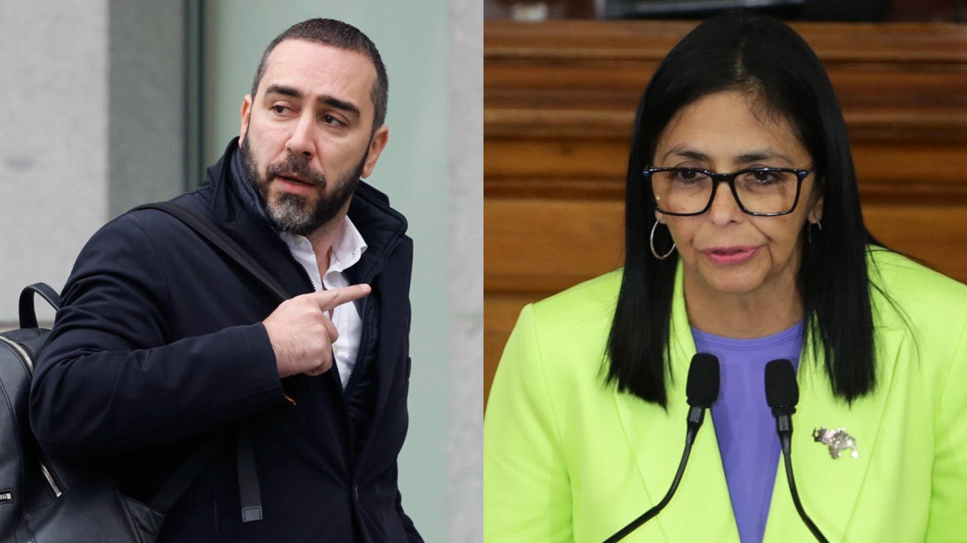 Víctor de Aldama, empresario español, y Delcy Rodríguez - Foto: EFE