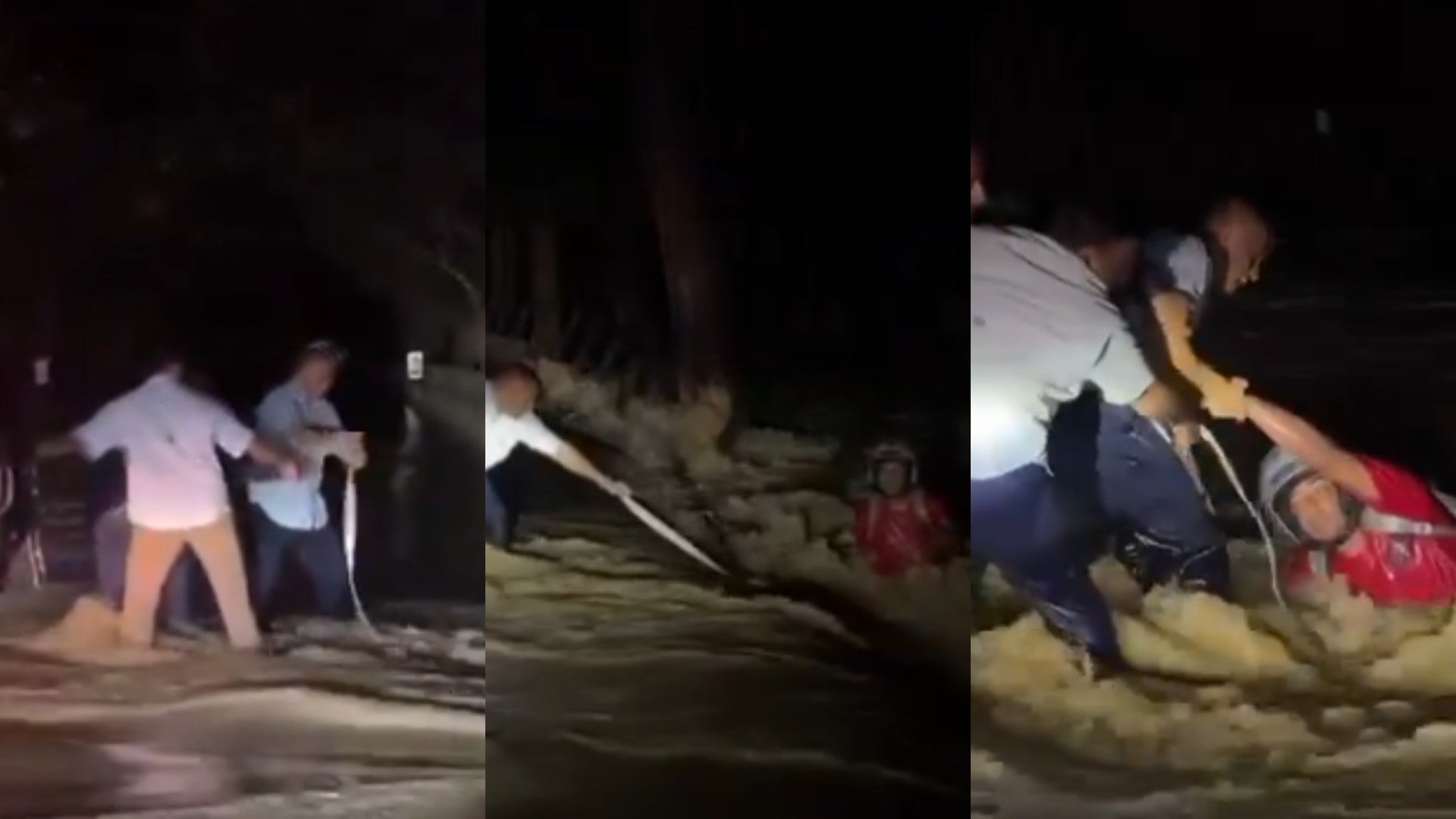Gobernador de Córdoba rescata junto a sus escoltas a un hombre que iba a ser arrastrado por la corriente / FOTO: Captura de pantalla