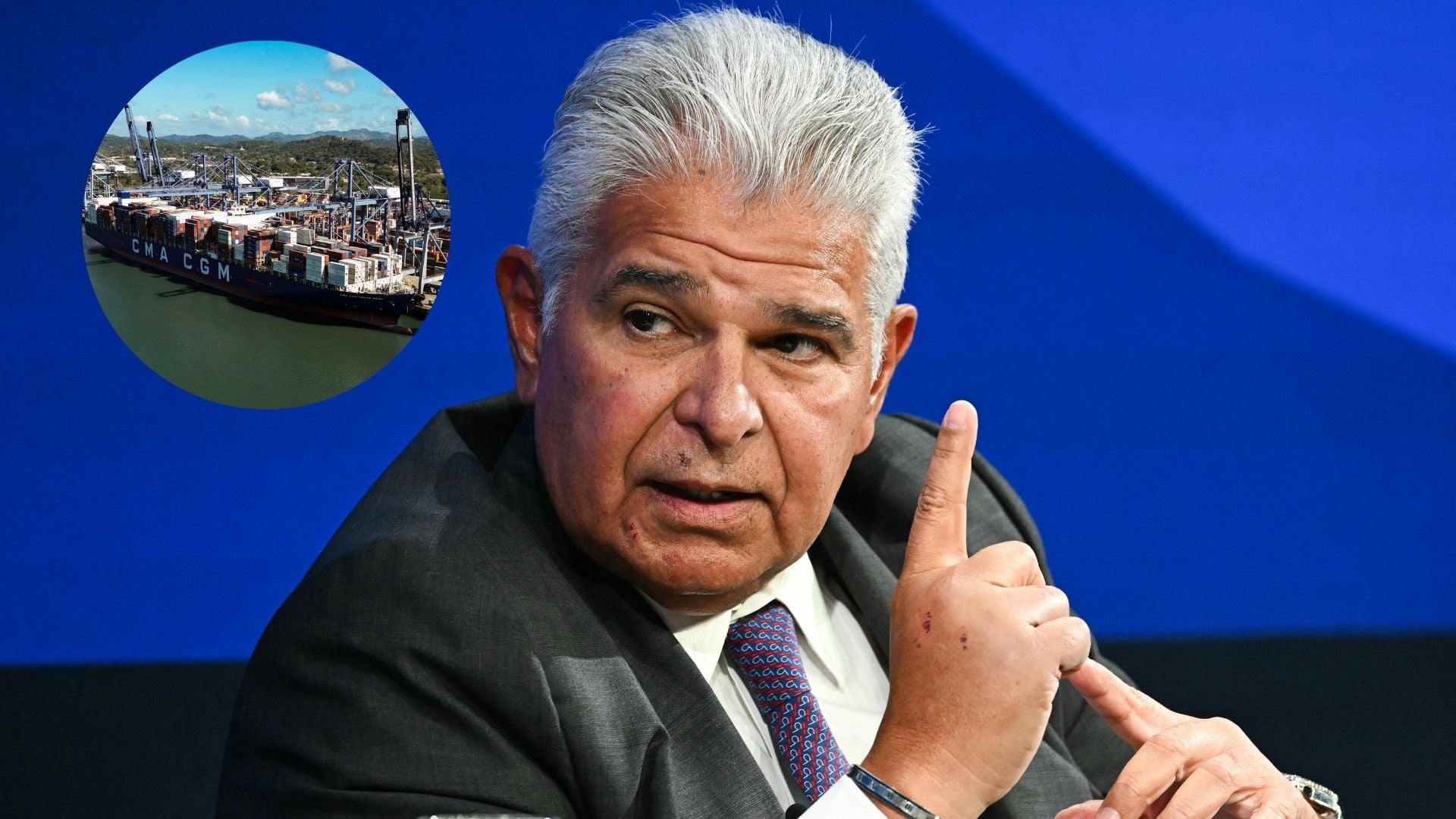 José Raúl Mulino, presidente de Panamá y puerto Balboa - Fotos: AFP