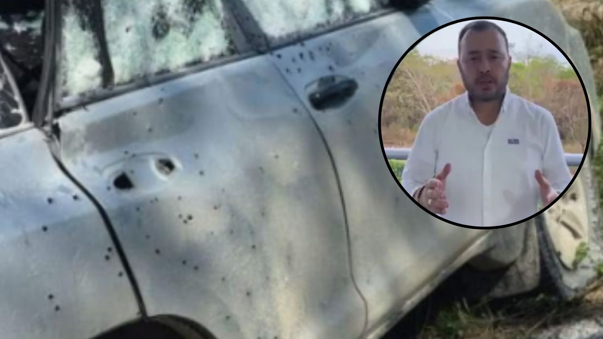 Atentado a tiros contra la caravana de vehículos del senador Jairo Castellanos - Fotos: X