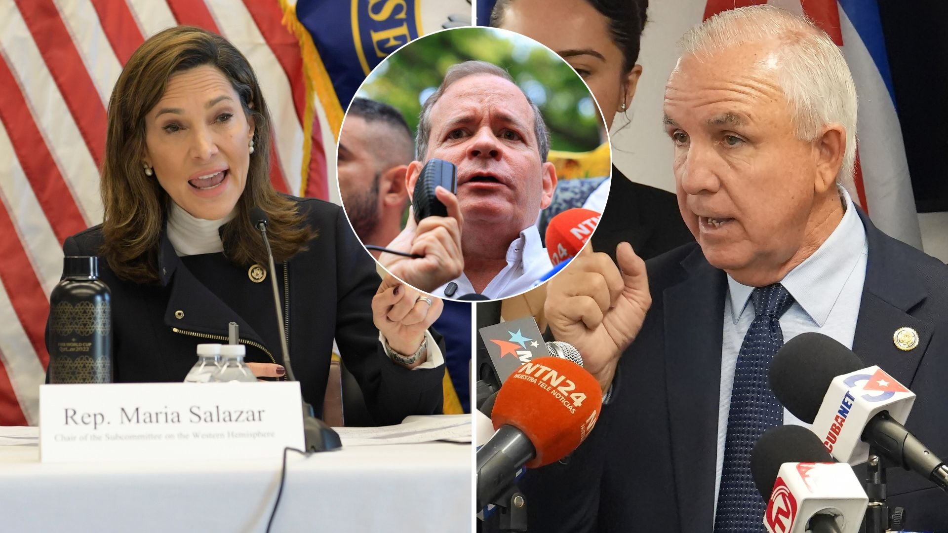 María Elvira Salazar, Carlos Giménez y Juan Pablo Guanipa | Fotos EFE