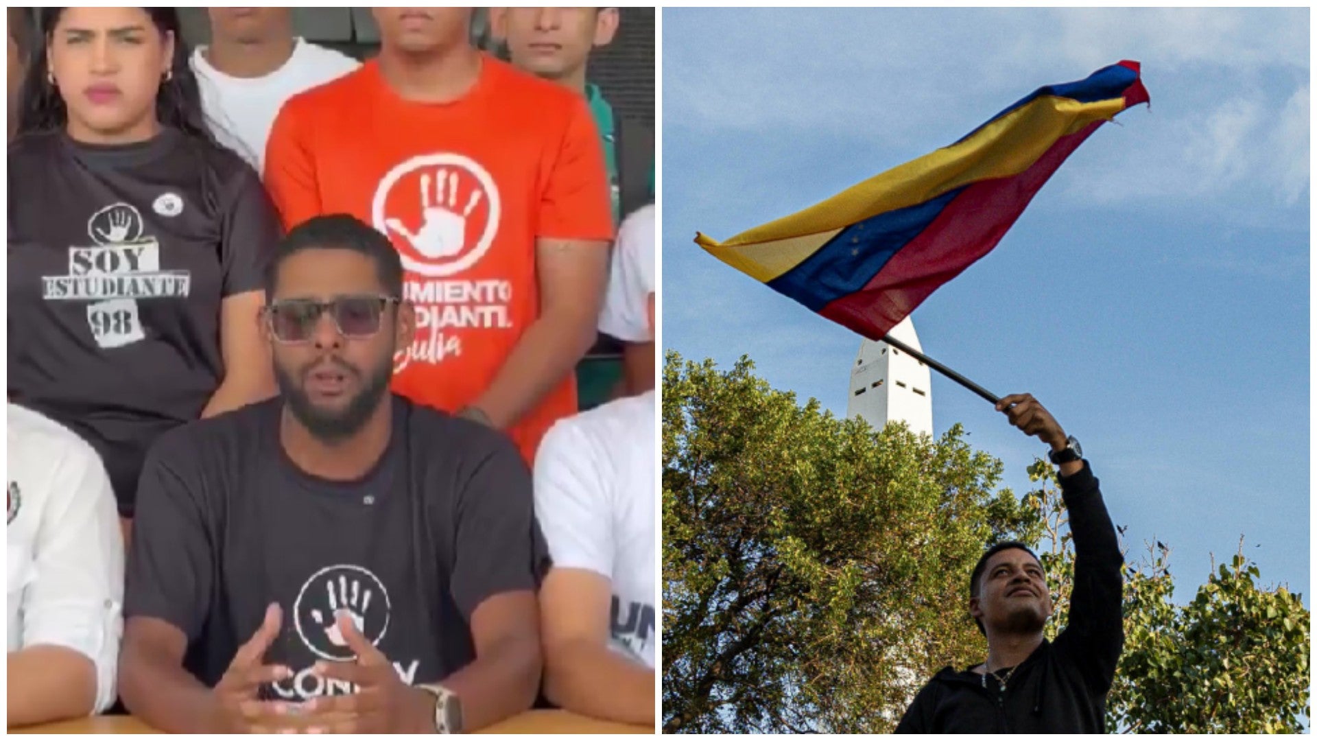Estudiantes venezolanos / Jóven sostiene la bandera de Venezuela - Fotos: X / EFE