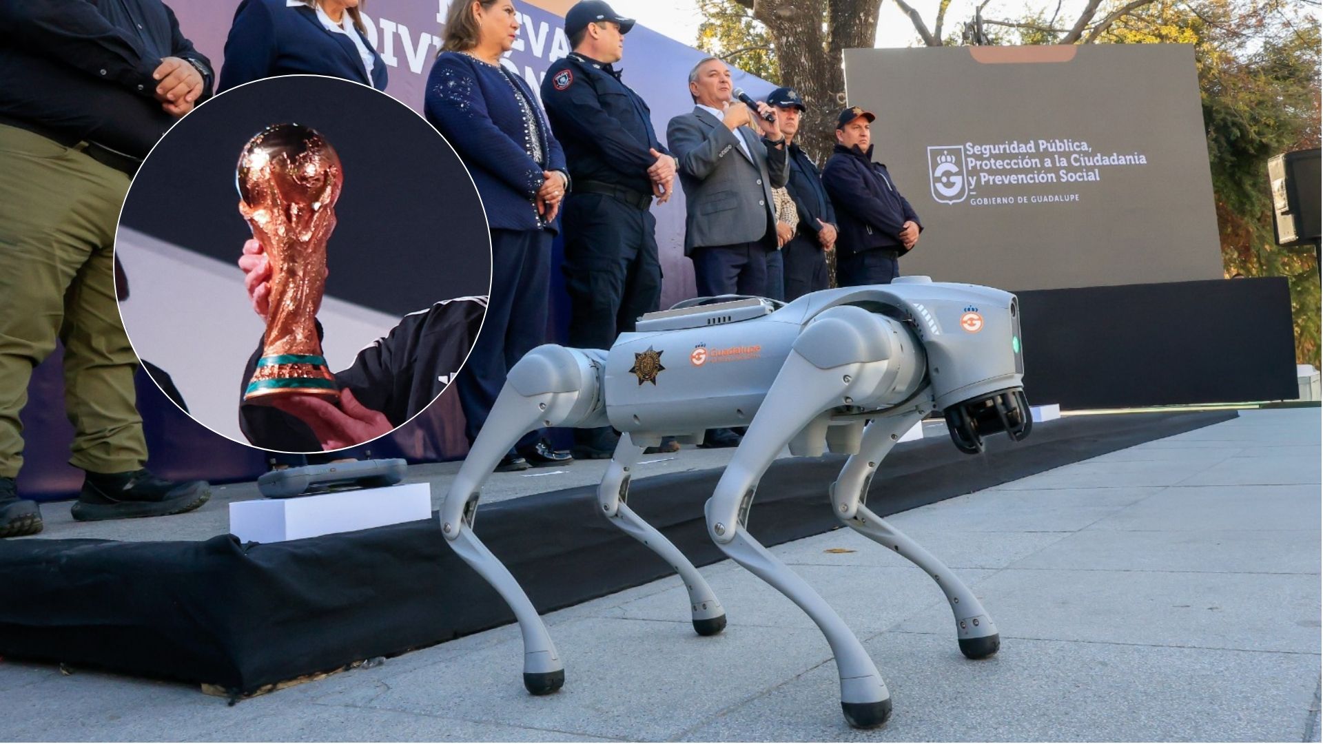 Perro robot - Foto Gobierno de Guadalupe/ Copa del Mundo - Foto AFP
