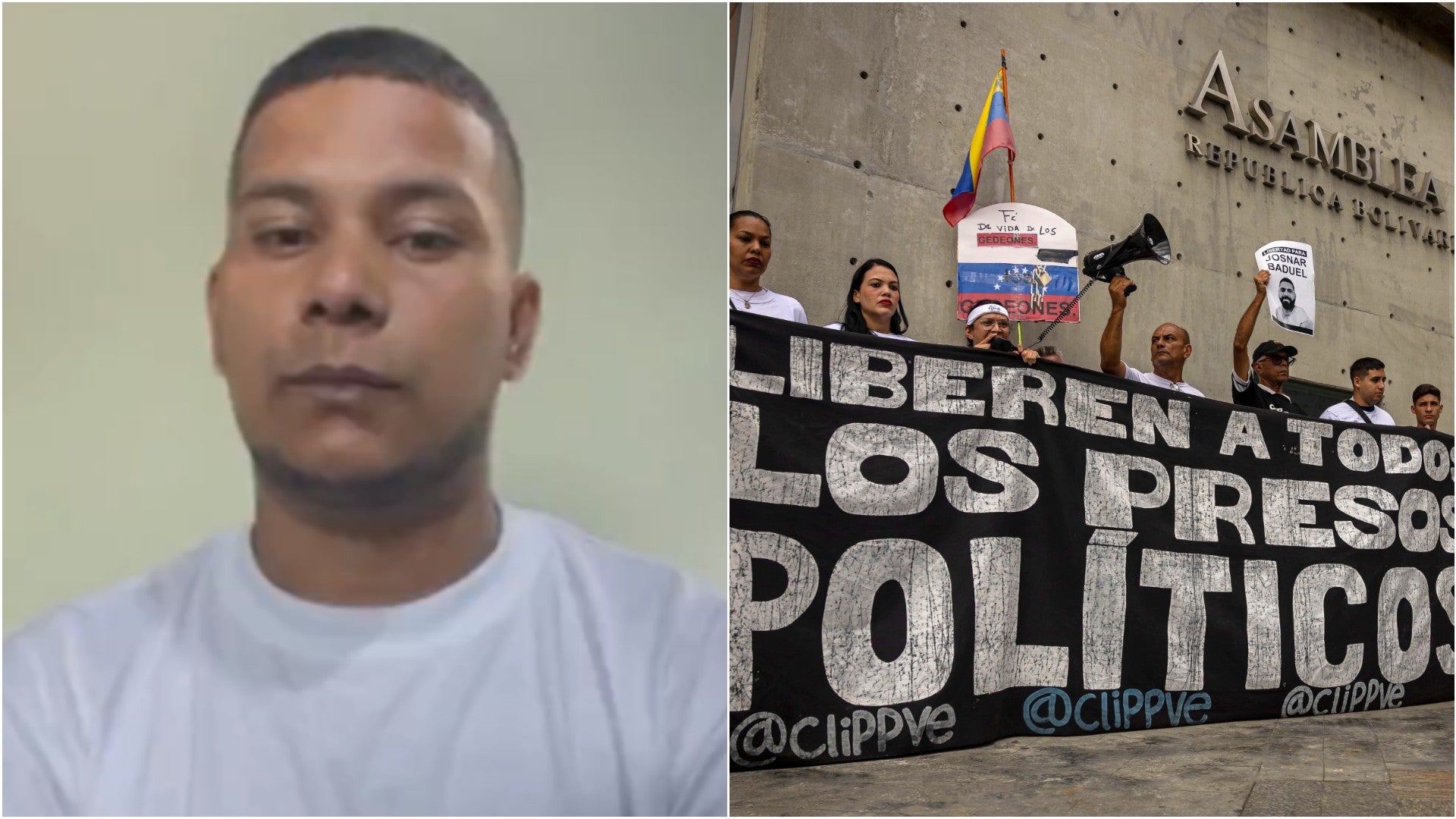 Yerwin Torrealba, exprisionero político venezolano / Familiares de presos políticos en Venezuela - Fotos: NTN24 / EFE